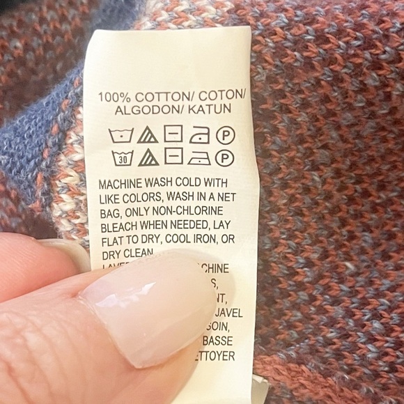 Lucky Brand Sweater Men’s Size Small Blue Southwestern Cotton Knit  Crewneck - Picture 7 of 8